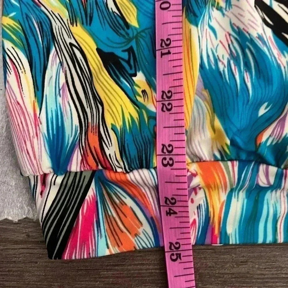 [M]Vintage Citrine  Abstract Rainbow Tulips L/S Pull Over Blouse Key Hole Neck - Picture 9 of 10